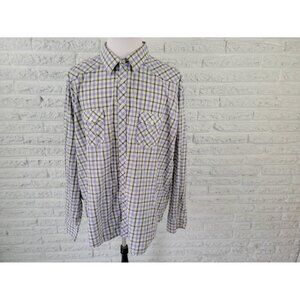 Egara Men Shirt 3X Slim Fit Long Sleeve Blue Plaid‎ Collar Cotton Button PLA50XE